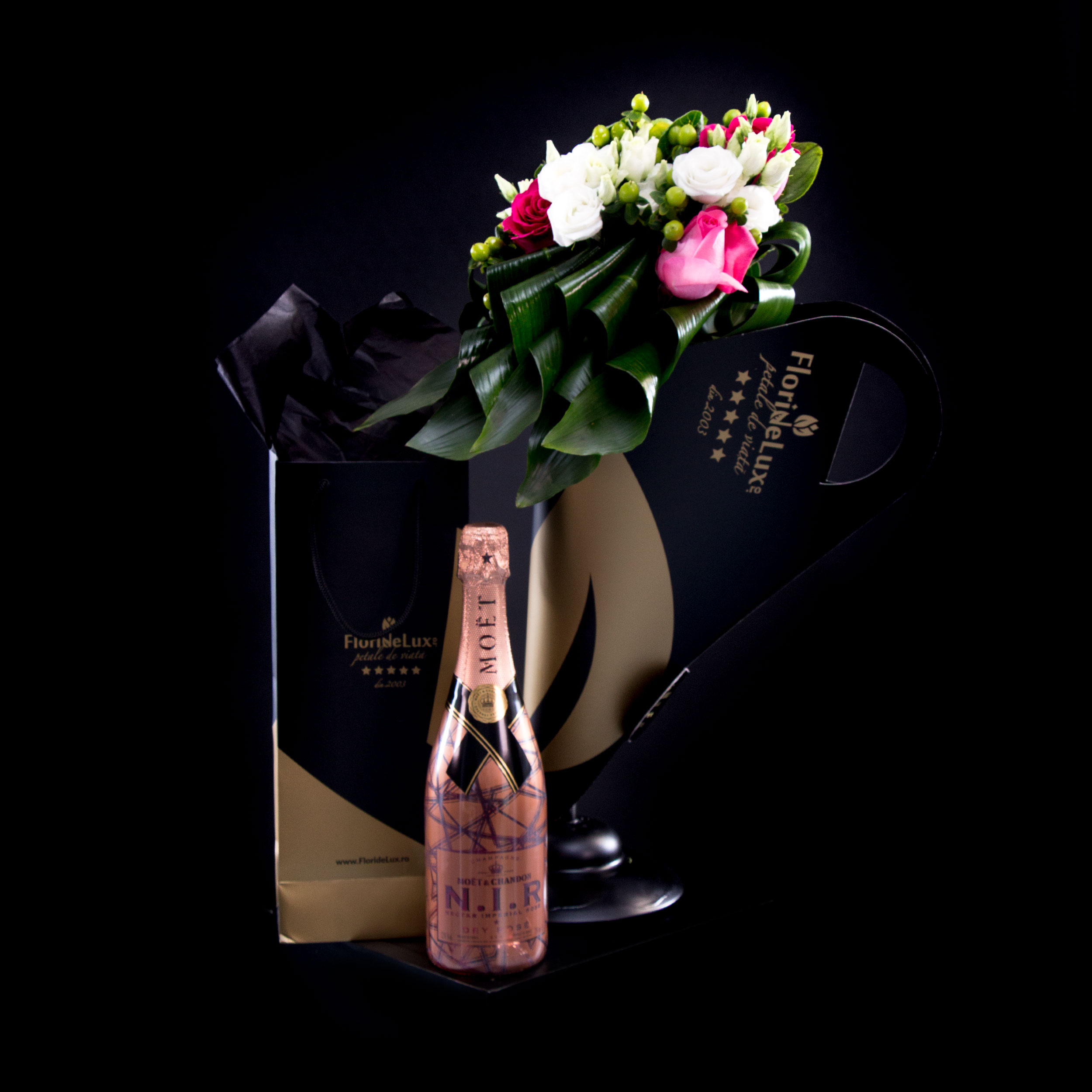 Buchet luxury business si sampanie Moet Chandon