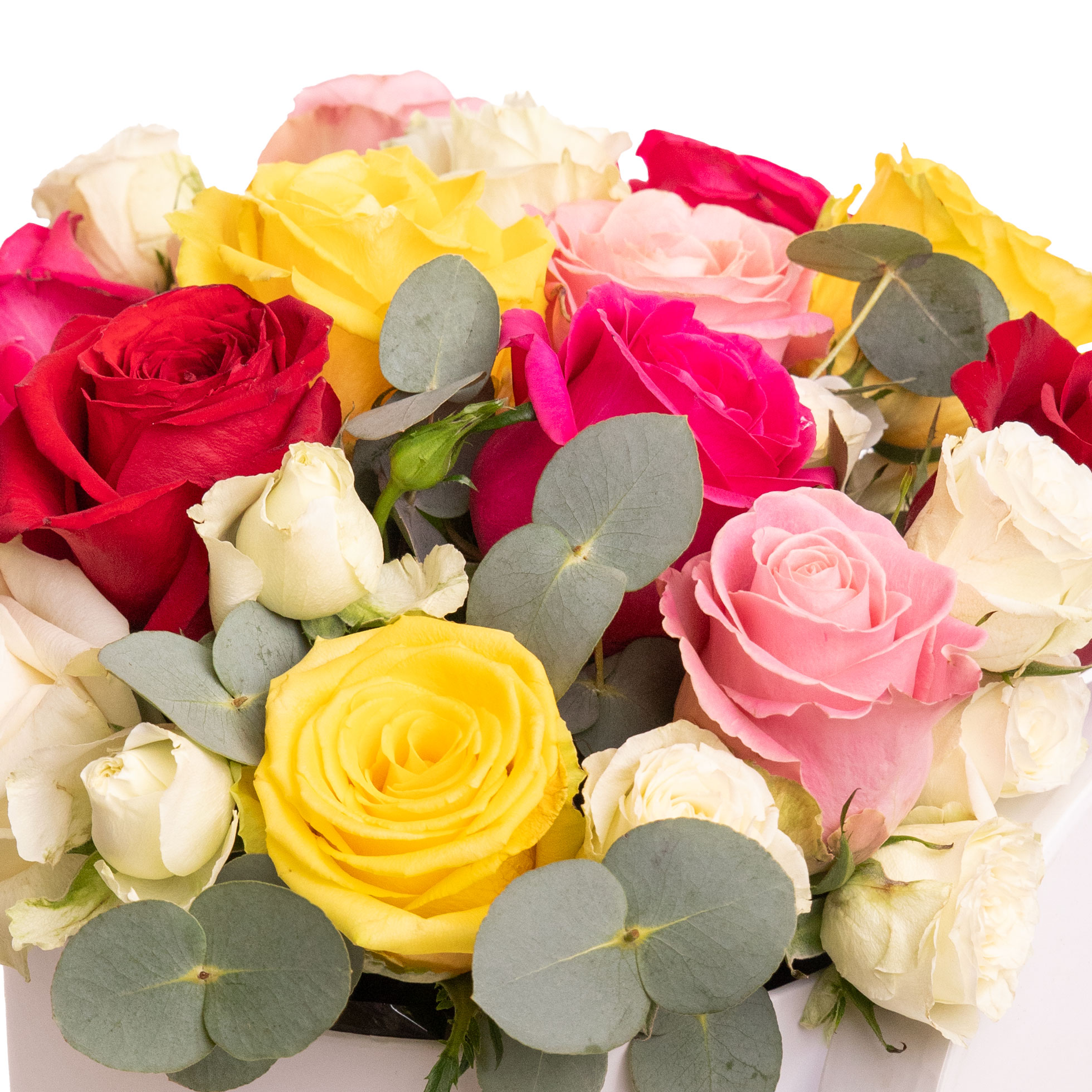 Cutie trandafiri multicolori